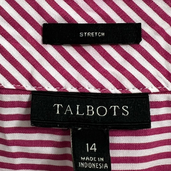 Ann Taylor pink and white striped beaded collar sleeveless shirt . Size 14 - Picture 5 of 6